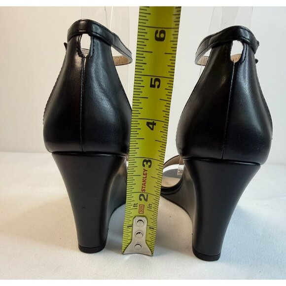 Kelly & Katie Himesta Women's Size 7WW Black Wedge Sandal Casual Minimalist - Picture 9 of 13